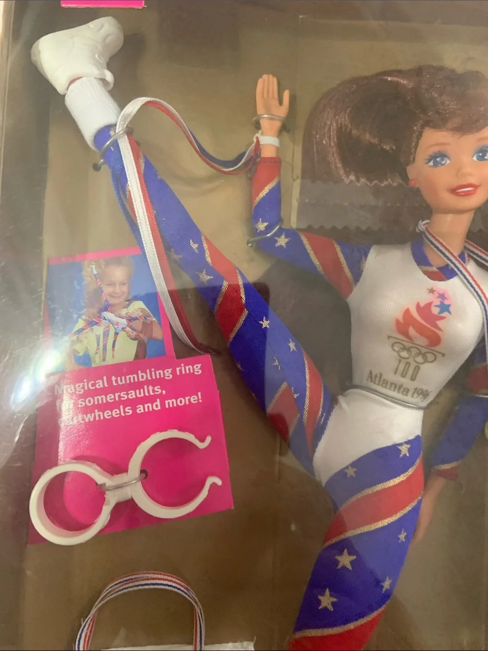 Barbie Olympic Gymnast Doll - Pink, Blue & White Outfit with Medal